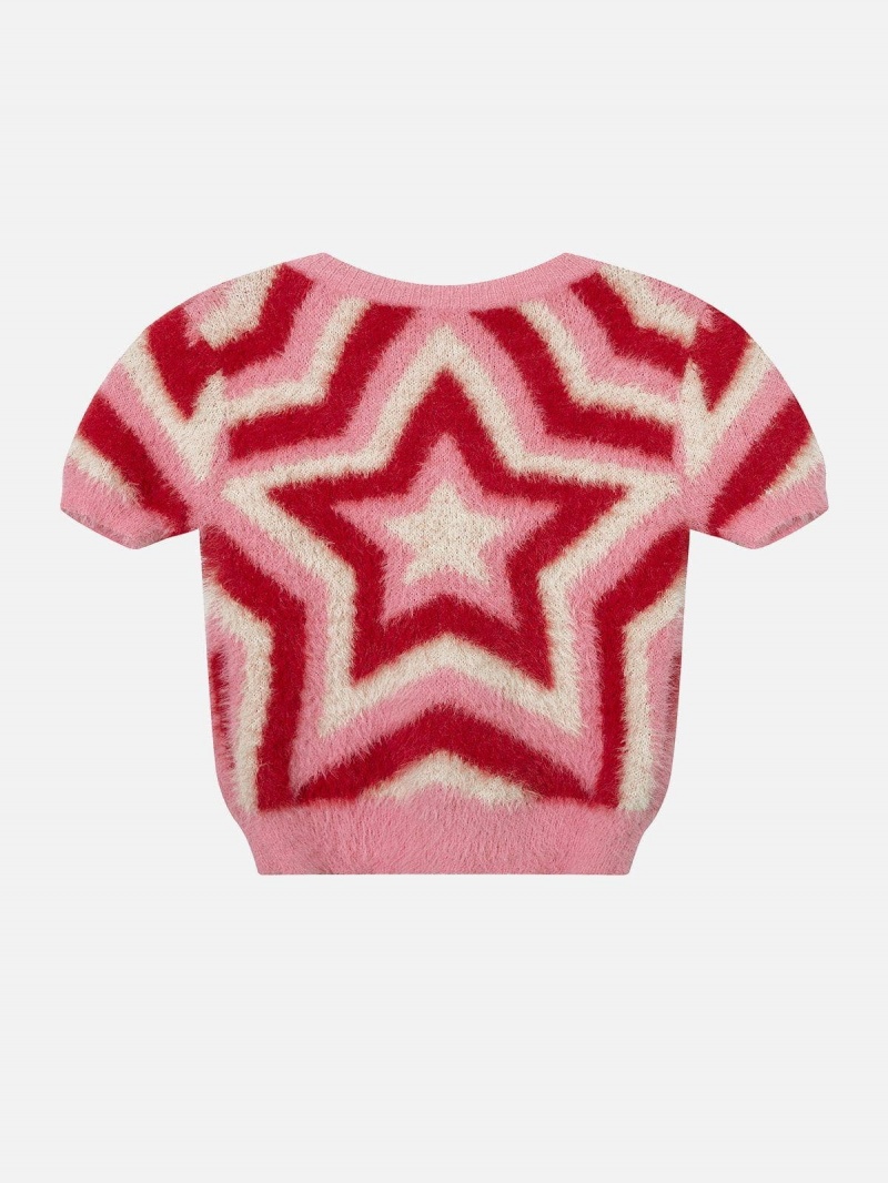 T Shirts Aelfric Eden Embroidery Star Pull Tee Rouge | ZZB-57136617